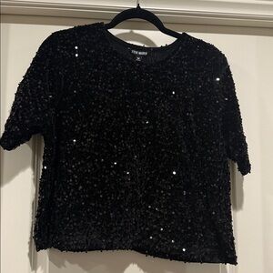 Black Velvet and Sequin Stretchy Fabric